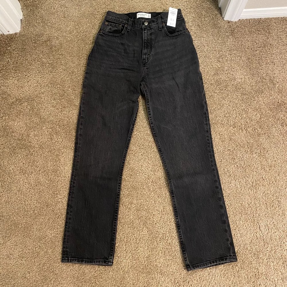 Abercrombie 90's Straight Ultra High Rise Jeans Black Curve Love (Short)